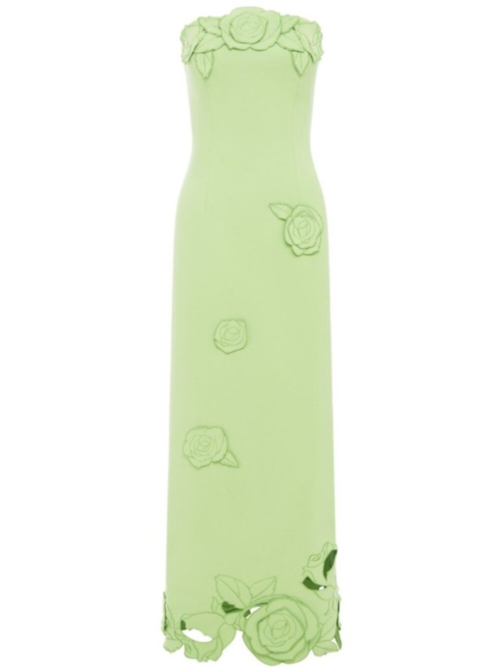 NWT - Leo Lin Rayna Appliqué Bustier Maxi Dress in Juniper Green - Size 4